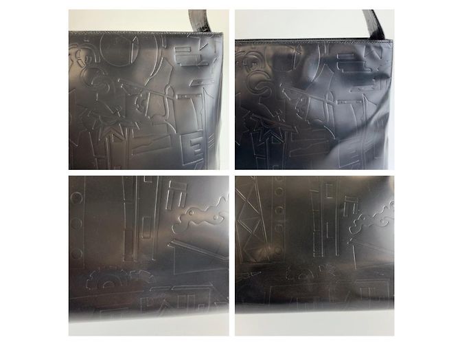 Prada Embossed Triangle Logo Shoulder Bag Black - view 5