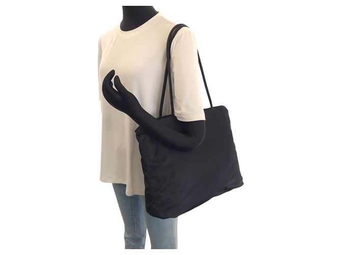 Tote Sac cabas épaule Prada Tessuto Noir - vue 7