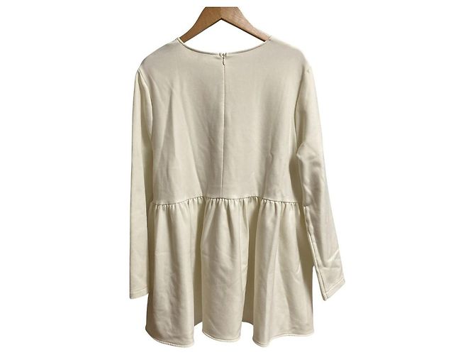 Autre Marque Top de manga comprida com folhos em fleece macio yori Branco - vista 3