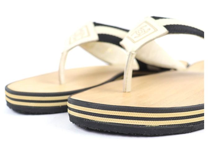 Sandali con listino tra le dita CHANEL ENTRE DOIGTS COCO Wood Nero Beige - vista 7