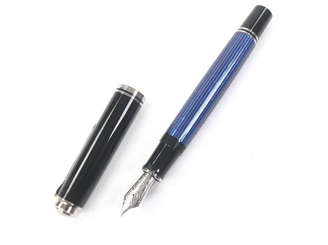 Autre Marque Pelikan Sovereign Au750 Füllfederhalter Schwarz Blau - Ansicht 3