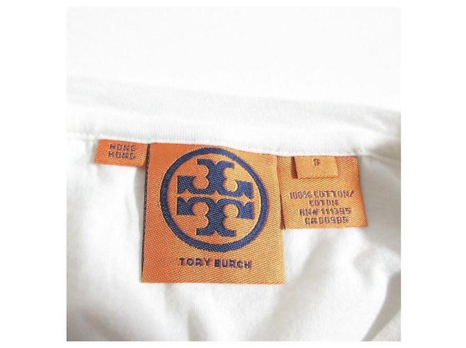 T-shirt in cotone con stampa logo Tory Burch Bianco Blu - vista 3