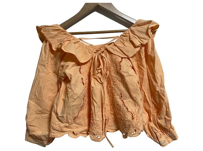 Autre Marque Blusa con Lacci e Ricami Casa Fline Arancione - vista 2