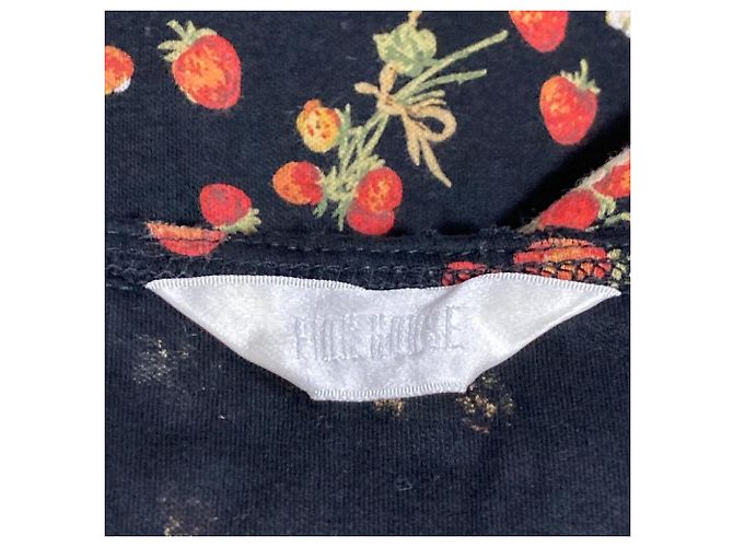 Autre Marque Blusa de algodão de manga comprida com babados e estampado de morango PINK HOUSE Preto Vermelho - vista 8