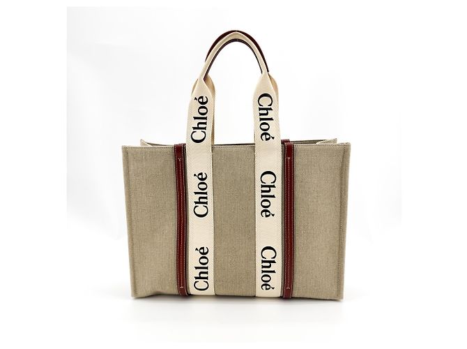 Chloé Chloe Woody Canvas with Leather Medium Marrom - vista 2