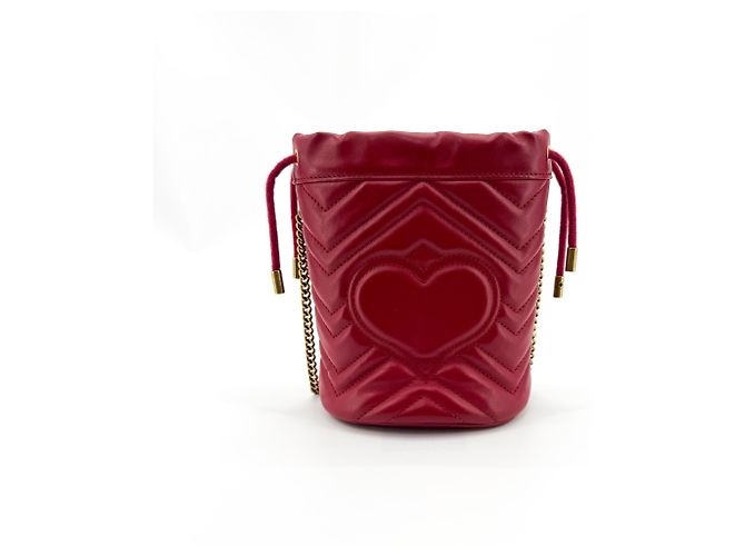 Gucci GG Marmont Bucket Matelasse Leather Mini Rosso - vista 2
