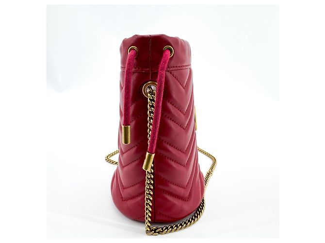 Gucci GG Marmont Bucket Matelasse Leather Mini Rosso - vista 4