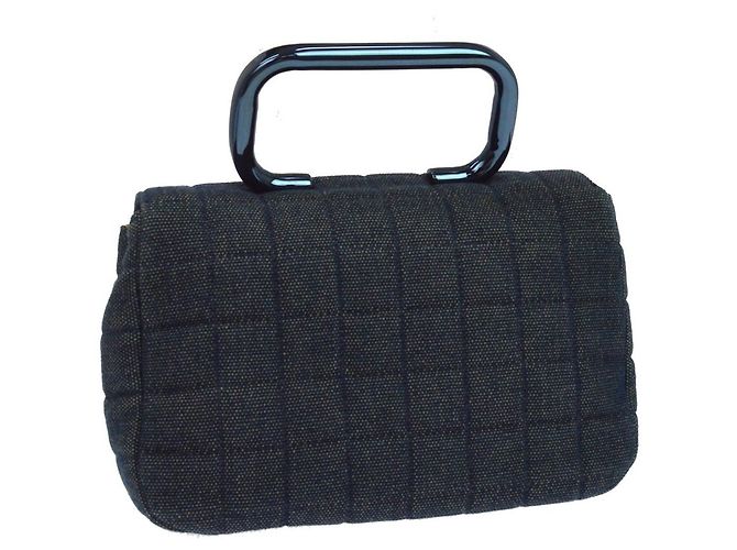 Chanel Chocolate Bar Mademoiselle Top Handle Quilted Denim Small Blu - vista 2