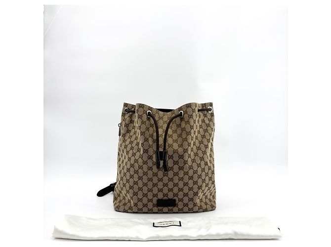 Gucci Drawstring GG Canvas Large Noir - vue 2
