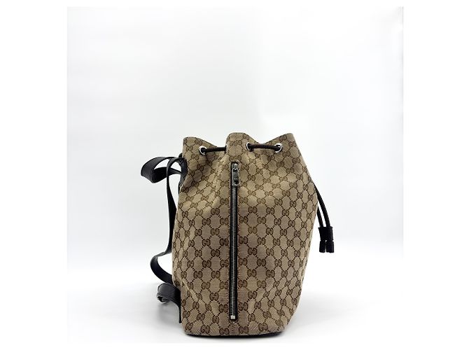 Gucci Drawstring GG Canvas Large Noir - vue 5