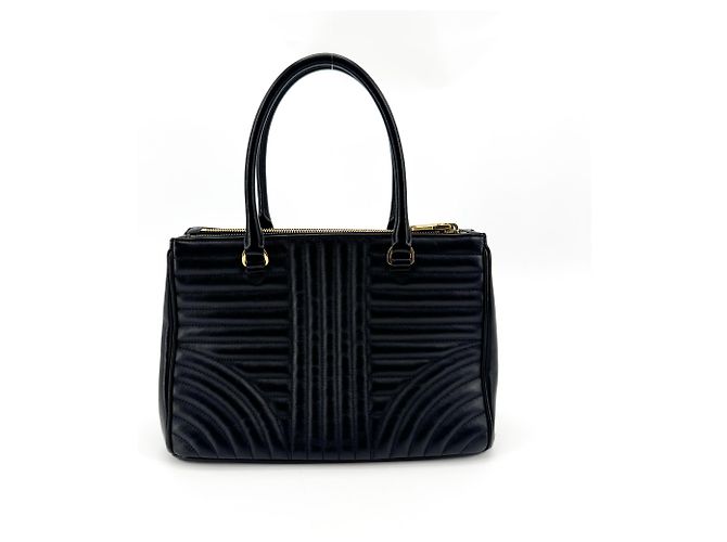 Prada Double Zip Tote Diagramme Quilted Leather Medium Black - view 2