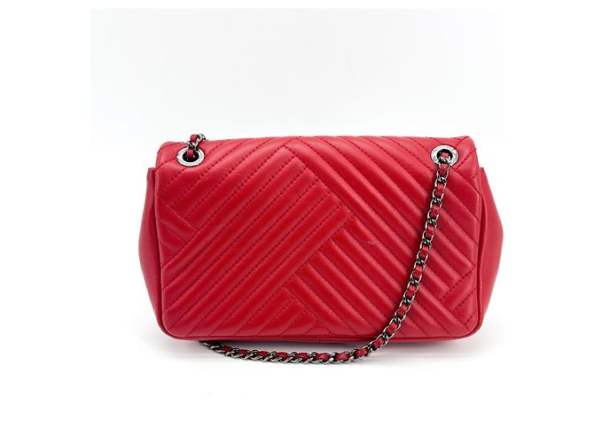Chanel Classic Single Flap Chevron Lambskin Medium Silber - Ansicht 2