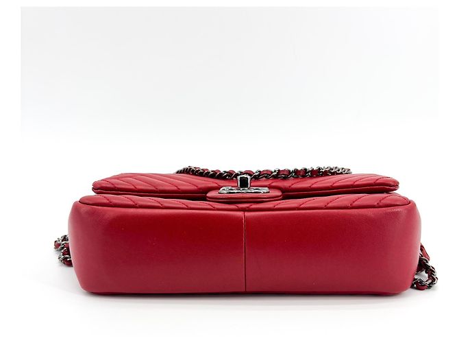 Chanel Classic Single Flap Chevron Lambskin Medium Silber - Ansicht 3