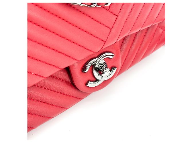 Chanel Classic Single Flap Chevron Lambskin Medium Silber - Ansicht 6