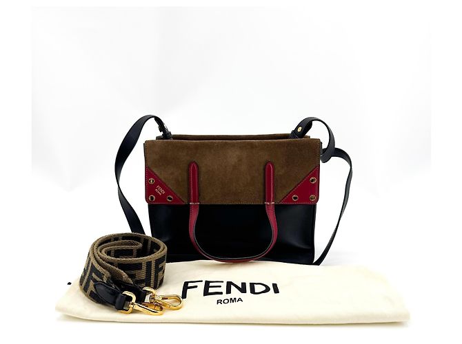 Fendi Flip Leather with Suede Small Nero - vista 7