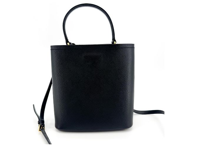 Prada Panier Bucket Saffiano Leather Small Nero - vista 2