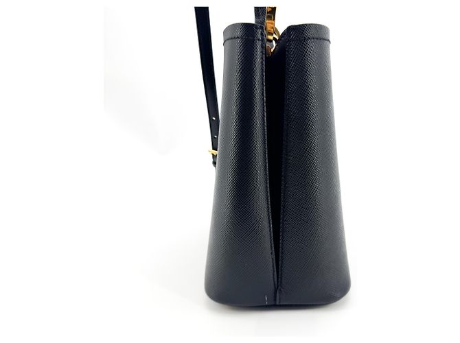 Prada Panier Bucket Saffiano Leather Small Nero - vista 3