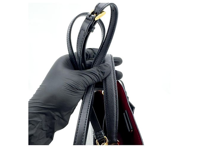 Prada Panier Bucket Saffiano Leather Small Nero - vista 6