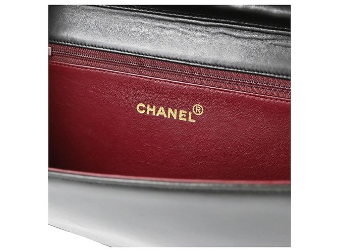 Chanel Vintage Full Flap Quilted Lambskin Medium Nero - vista 4