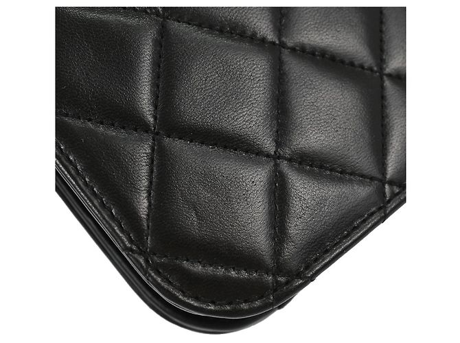 Chanel Vintage Full Flap Quilted Lambskin Medium Nero - vista 6