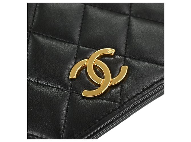 Chanel Vintage Full Flap Quilted Lambskin Medium Nero - vista 7