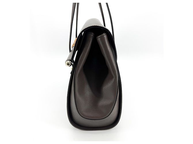 Gucci Bamboo Bullet Top Handle Leather Medium Castaño - vista 3