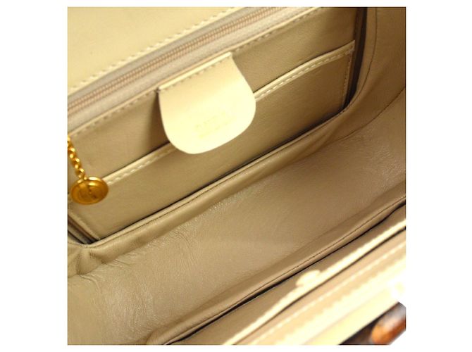 Gucci Vintage Bamboo Top Handle Leather Medium Beige - vue 3