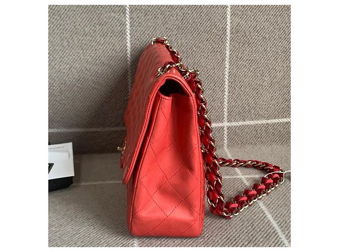Borsa Chanel Classic Flap Large Pelle Rossa Rosso - vista 3
