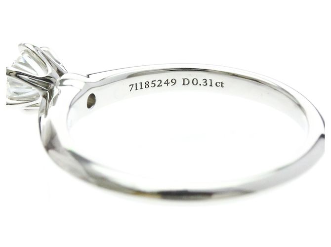 Autre Marque Anello solitario Tiffany in diamante e platino Argento - vista 6