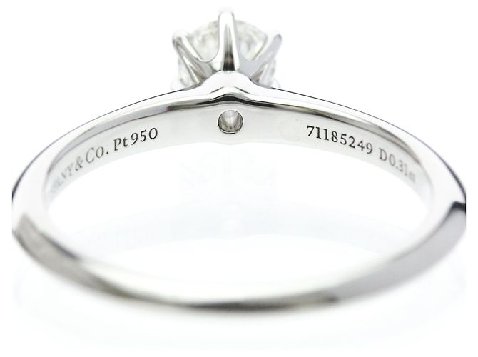 Autre Marque Anello solitario Tiffany in diamante e platino Argento - vista 8