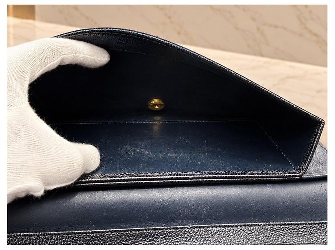 Christian Dior Pochette Logo in pelle nera Nero - vista 17