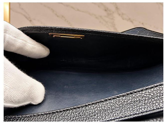 Christian Dior Pochette Logo in pelle nera Nero - vista 18