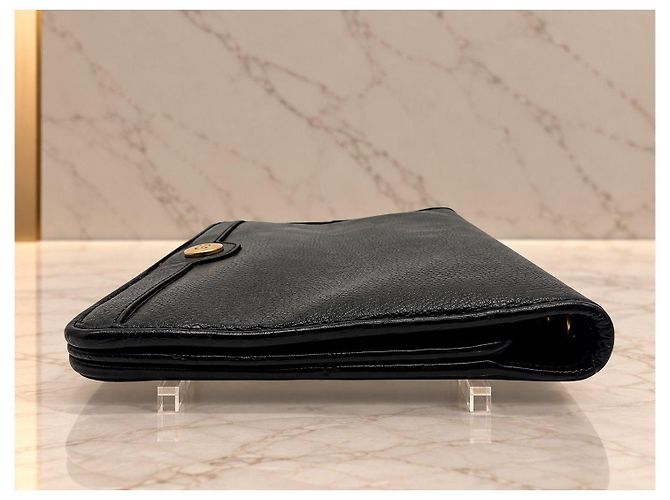 Christian Dior Pochette Logo in pelle nera Nero - vista 6