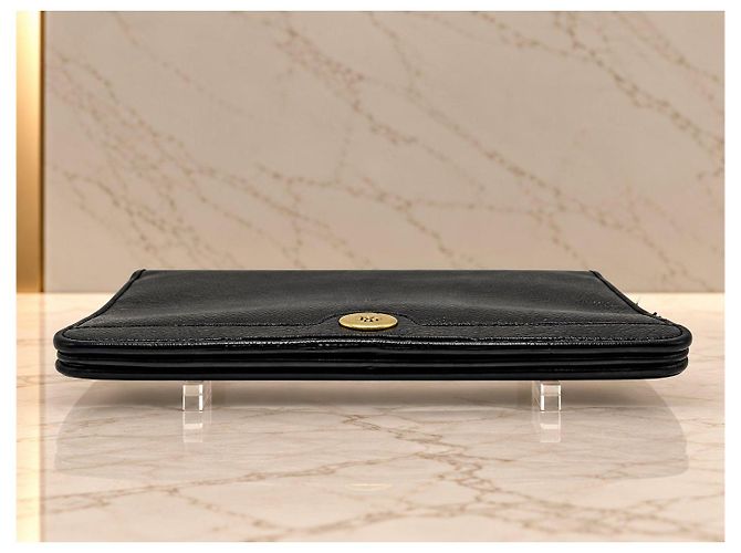 Christian Dior Pochette Logo in pelle nera Nero - vista 7