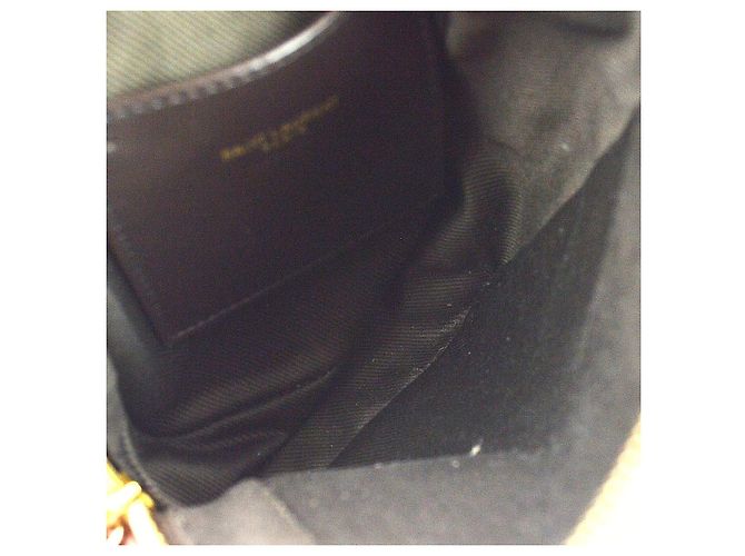 Autre Marque Saint Laurent Le Monogramme Monogram All Over Coated Canvas and Leather Small Marron - vue 3