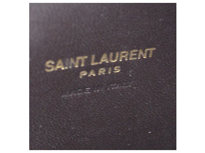Autre Marque Saint Laurent Le Monogramme Monogram All Over Coated Canvas and Leather Small Marron - vue 4