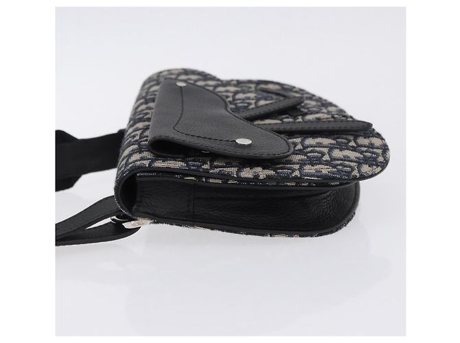 Christian Dior Saddle Messenger Oblique Canvas Blu navy - vista 4