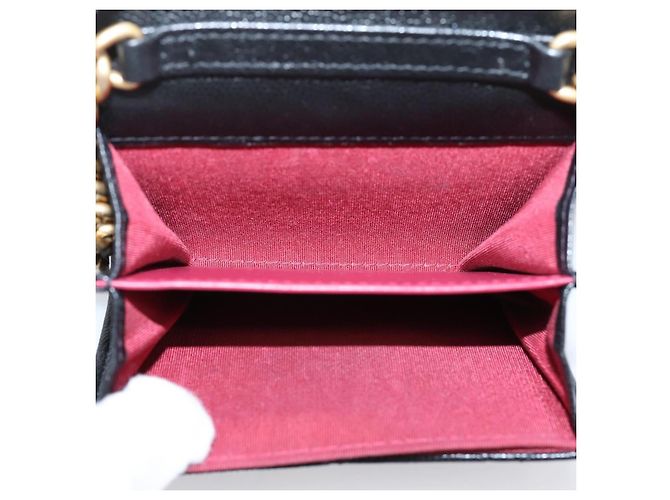 Chanel Plate Logo CC Flap Card Holder on Chain Quilted Caviar Mini Black - view 5