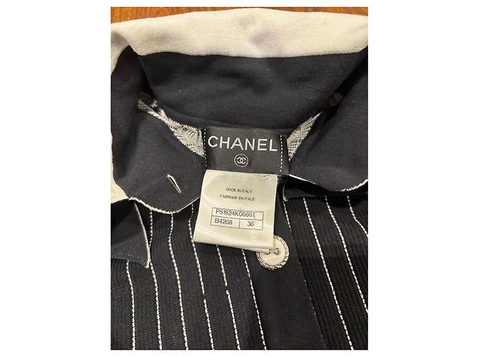 Chanel Vestido Mini de Riscas Pretas e Brancas Preto Branco - vista 2