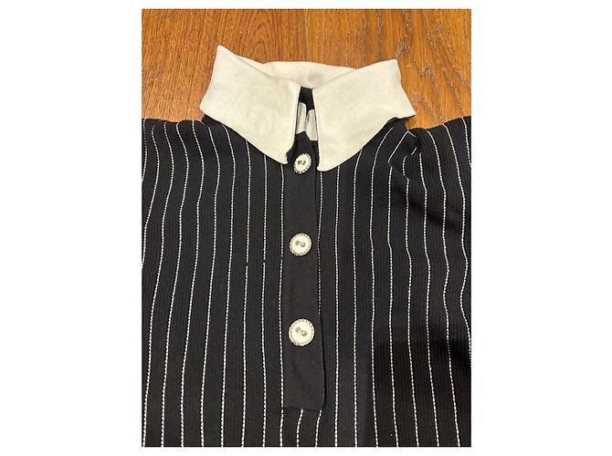 Chanel Vestido Mini de Riscas Pretas e Brancas Preto Branco - vista 5