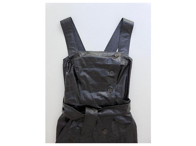 Nanushka Zora Wickelkleid Vegan Leder Schwarz - Ansicht 10