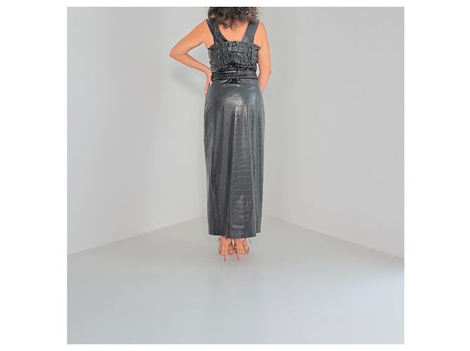 Nanushka Zora Wickelkleid Vegan Leder Schwarz - Ansicht 11