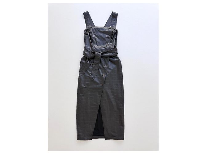 Nanushka Zora Wickelkleid Vegan Leder Schwarz - Ansicht 4
