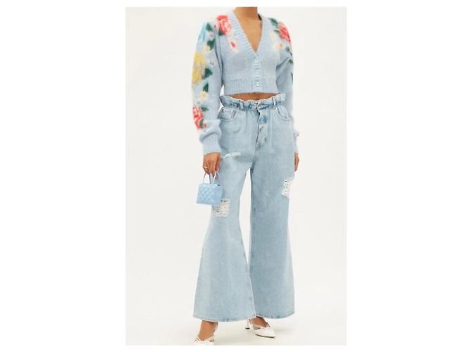 Miu Miu Cárdigan corto de mohair floral Azul Multicolor - vista 10