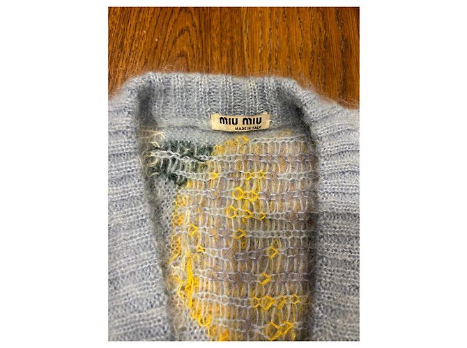 Miu Miu Cárdigan corto de mohair floral Azul Multicolor - vista 2