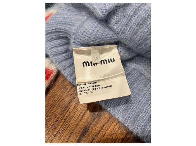 Miu Miu Cárdigan corto de mohair floral Azul Multicolor - vista 3