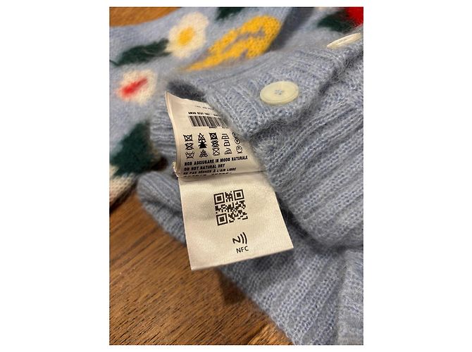 Miu Miu Cárdigan corto de mohair floral Azul Multicolor - vista 4