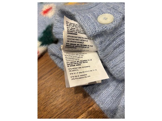 Miu Miu Cárdigan corto de mohair floral Azul Multicolor - vista 5