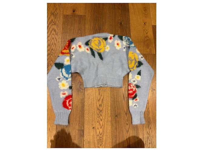 Miu Miu Cárdigan corto de mohair floral Azul Multicolor - vista 8
