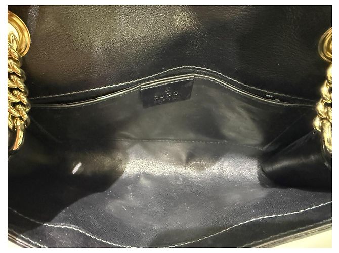 Gucci Emily Borsa a tracolla pelle nera Horsebit Nero Gold hardware - vista 10